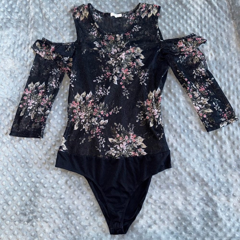 Maurices Black Floral Kids Bodysuit